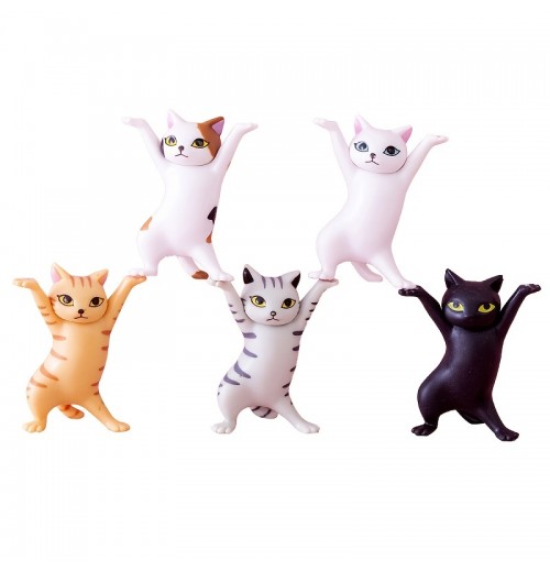 5pcs Cat Pen Holder, Children's Toy Birthday Gift, Weightlifting Cat Pen Holder, Dance Humanoid Doll Animal