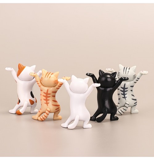 5pcs Cat Pen Holder, Children's Toy Birthday Gift, Weightlifting Cat Pen Holder, Dance Humanoid Doll Animal